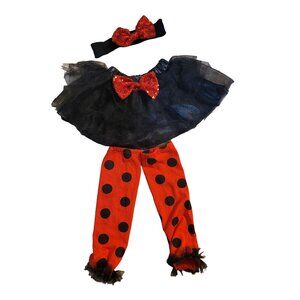 Baby 12-24 Month Ladybug Halloween Costume 4pc Tutu Leg Warmers Headband EUC